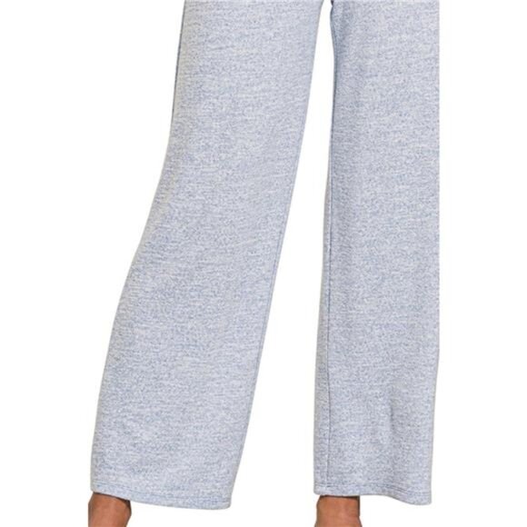 Zenana Soft Melange Hacci Elastic Waistband Lounge Pants - Picture 2 of 2